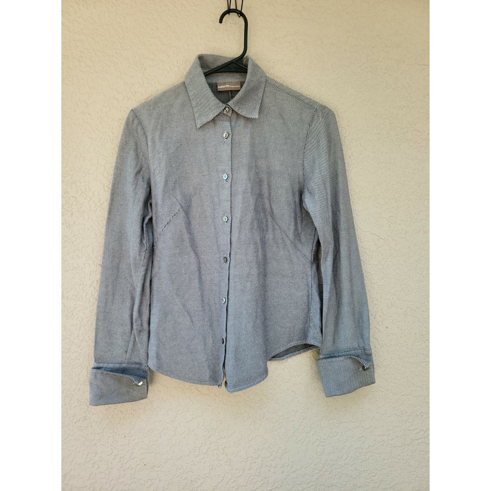 Valerie Separates Woman's Black/White Stripped Long Sleeve Button Down Sz S